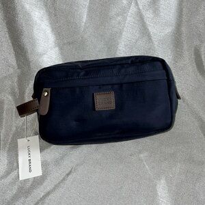 Lucky Brands Men’s Toiletry  Travel Bag Blue With Brown Leather Accents NWT